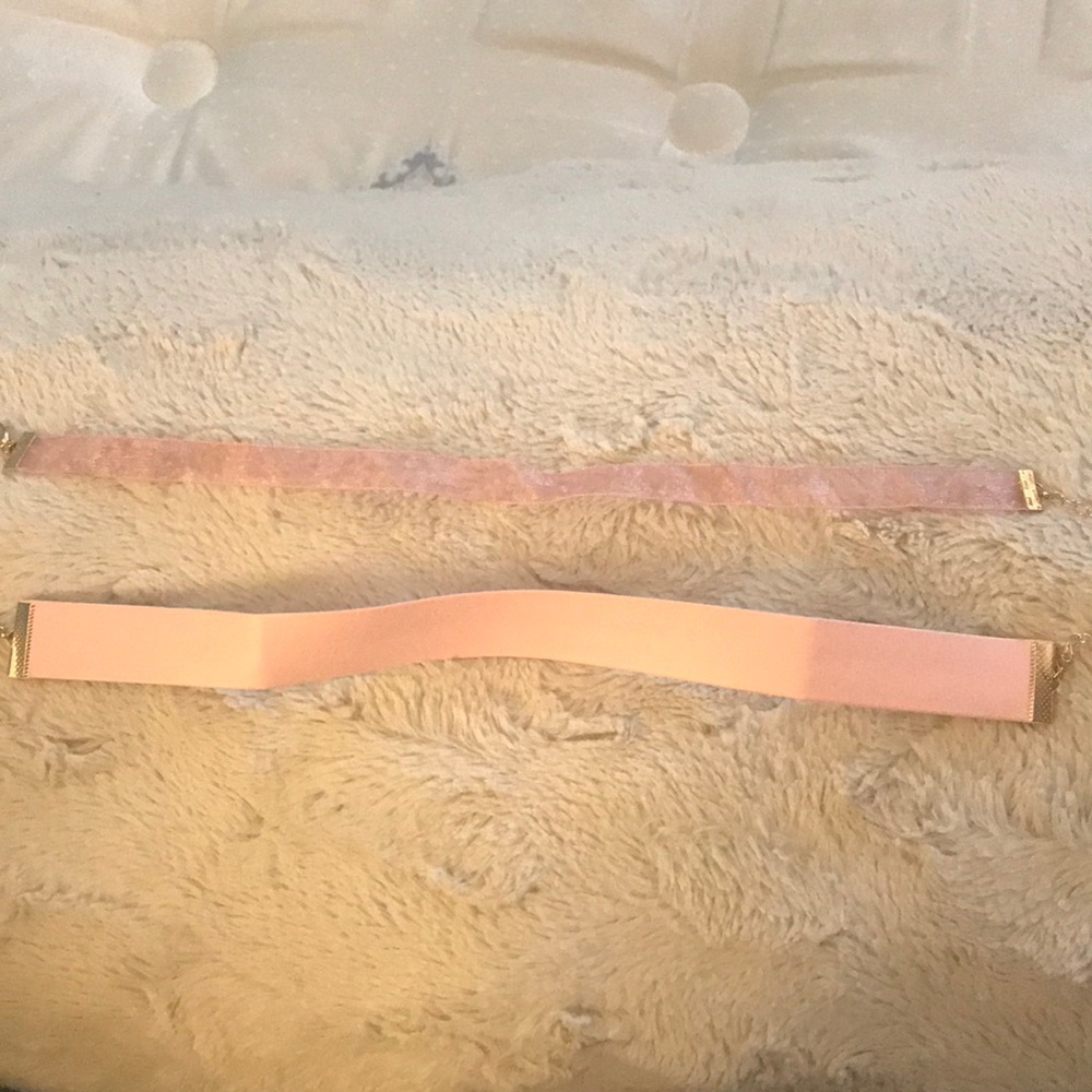 Two pink choker necklaces